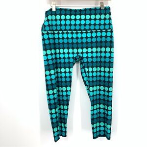 K DEER Women Size 2XL Leggings‎ Capri Cropped Blue Black Polka Dot Printed Pants